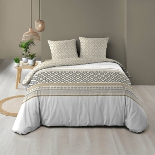 Housse de couette 260 x 240 cm coton 57 fils + 2 taies Sybille
