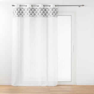 Voilage a oeillets 140 x 240 cm voile tisse brodé Kasita Blanc