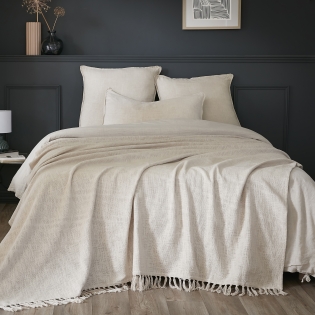Plaid 180 x 220 cm en coton texturé Sixtine – Pampa