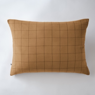 Taie d'oreiller gaze de coton tissée  50 x 70 cm Gaia Match Camel