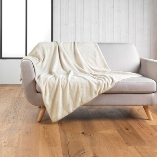 Plaid chaud 125 x 150 cm bouclette unie Wooly Naturel