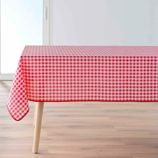 Nappe rectangle 150 x 240 cm polyester fils teints vichy Rouge