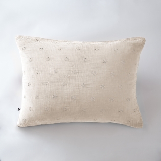 Taie d'oreiller brodée en gaze de coton 50 x 70 cm Gaïa Boho Naturel