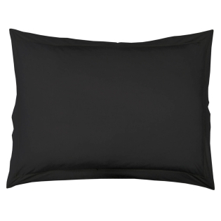Taie d'oreiller volant plat 50 x 70 cm uni 57 fils lina  + point bourdon Charbon