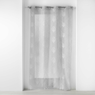 Voilage a oeillets 140 x 240 cm effet li brodé Sonata Gris