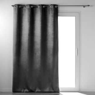 Rideau a oeillets 135 x 240 cm occultant velours frappé Anthea Anthracite