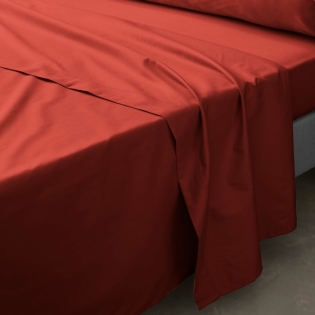 Drap plat 1 pers. 180 x 290 cm percale de coton 78 fils Tomette