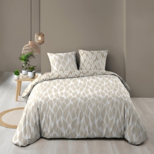 Parure de couette réversible + 260 x 240 cm coton 57 fils + 2 taies Malia