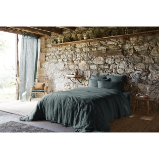 Housse de couette 260 x 240 cm Lin lavé français luxe Soline Ardoise