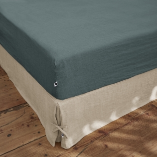 Drap housse 140 x 190 cm en  lin lavé Soline Gris foncé