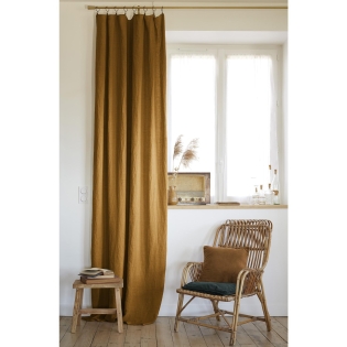 Rideau ajustable + 8 anneaux pince 140 x 270 cm en Lin lavé Soline Caramel