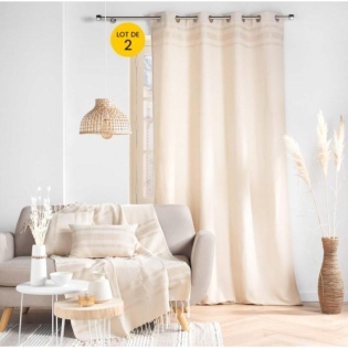 Lot de 2 Rideaux a oeillets 140 x 240 cm Coton jacquard Doreline