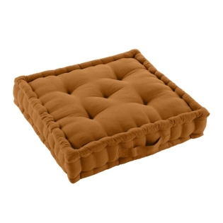 Coussin de sol déhoussable  50 x 50 x 10 cm coton/polyester recyclé Twily Camel