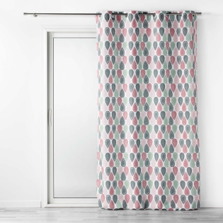 Lot de 2 rideaux tamisant a oeillets L140 x H260 cm polyester Palpito Rose/Vert