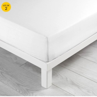 Lot de 2 Draps housse 140 x 190 x 30 cm coton bio Biolina Blanc