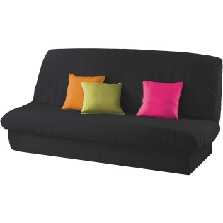 Housse clic clac 120 à 140 cm - 185 à 200 cm polyester uni essentiel Noir