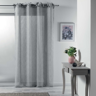 Voilage à nouettes 140 x 240 cm voile tissé Charlotte Gris