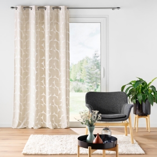 Rideau déco 135 x 260 cm en velours devoré Geolina Naturel