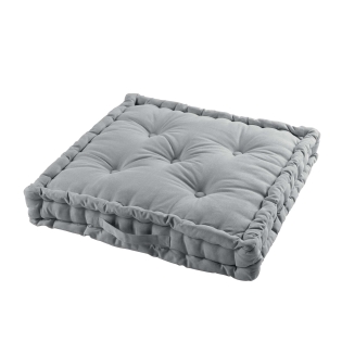 Coussin de sol 60 x 60 x 10 cm coton uni panama Gris