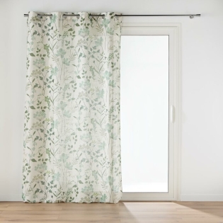 Rideau à œillets grande hauteur 140 x 280 cm en polyester/lin imprimé – Palmiflore