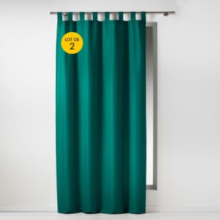 Lot de 2 Rideaux à passants 140 x 260 cm Polyester Essentiel Emeraude