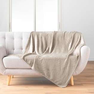 Plaid 125 x 150 cm flanelle relief unie nelia Taupe