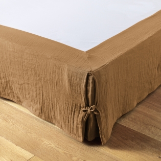 Cache-sommier gaze de coton 160 x 200 cm Gaia Camel