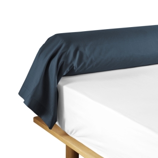 Taie de traversin 85 x 185 cm uni 57 fils lina  +point bourdon Bleu