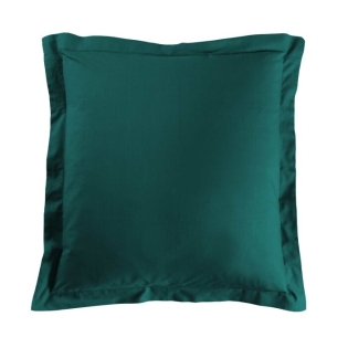 Taie d'oreiller 63 x 63 cm uni 57 fils lina  +point bourdon Emeraude