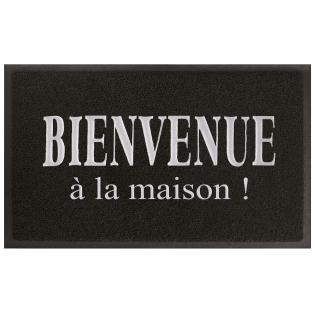 Tapis d'entree rectangle 45 x 75 cm pvc maison Noir/Gris