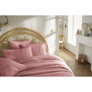 Housse de couette 57 fils 240 x 220 cm jeanne rose boisé Vieux rose