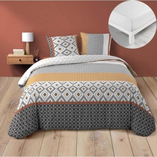 Pack parure de couette 240 x 220 cm Arsene + DH 140x190 cm Blanc