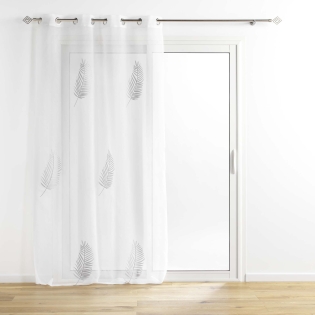 Voilage sablé  140 x 240 cm brodé metallisé Palmeor Argent
