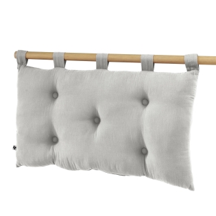 Tête de lit 5 boutons avec passants – 50 x 80 cm – Gaze de coton Gaïa Gris clair