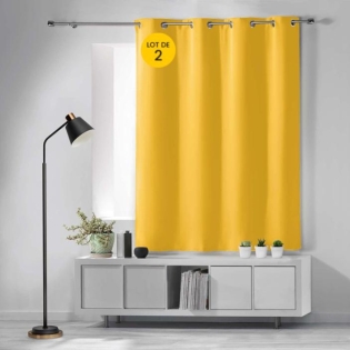 Lot de 2 rideaux occultant petite hauteur 135 x 180 cm occult Miel