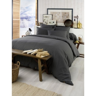 Pack 4 pcs housse de couette 240 x 220 cm  en flanelle de coton Candice Anthracite
