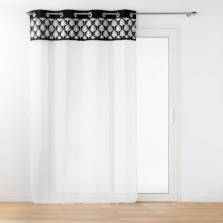 Voilage a oeillets 140 x 240 cm voile tisse brodé Kasita Noir