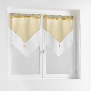 Paire pompon passants 2 x 60 x 160 cm voile double sable duetto Miel/blanc