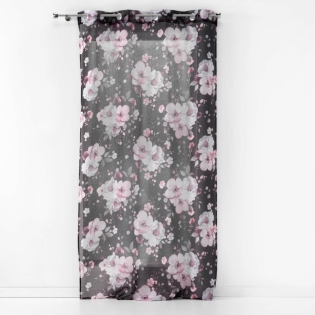 Panneau a oeillets 140 x 280 cm voile sable imprime velvet flower Noir