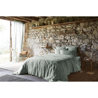Housse de couette 240 x 220 cm en lin lavé Soline Eucalyptus