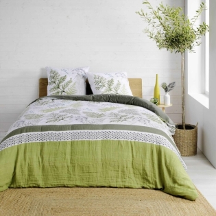Housse de couette  240 x 220 cm double gaze coton 57 fils Verveine