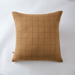 Taie d'oreiller gaze de coton tissée  60 x 60 cm Gaia Match Camel