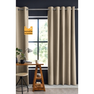 Lot de 2 Rideaux 100% occultant luxe 140 x 260 cm Obscure Beige
