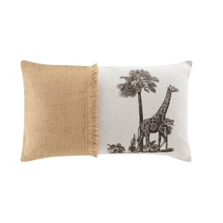 Coussin dehous. compr. franges 30 x 50 cm polycoton imprime+jute tokao des place Sans