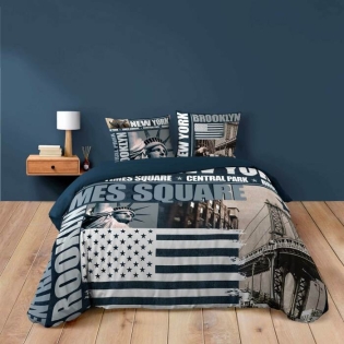 Housse de couette 200 x 200 cm coton 42 fils + 2 taies Brooklyn
