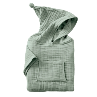 poncho enfant mixte 6/10 ans gaze de coton unie gaïa eucalyptus