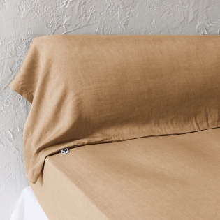Taie de Traversin 43 x 185 cm - Lyocell Uni Lysandre Camel - 147 g/m²