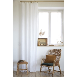 Rideau ajustable + 8 anneaux pince 140 x 270 cm lin lavé français luxe soline Blanc