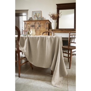 Nappe rectangle 170 x 350 cm lin lavé soline sable Naturel