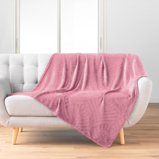 Plaid 125 x 150 cm flanelle relief unie nelia Rose